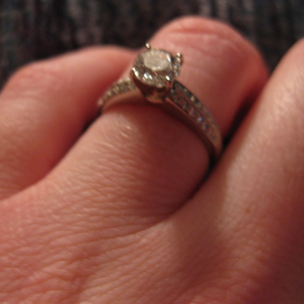 Diamond engagement ring and wedding band soldered